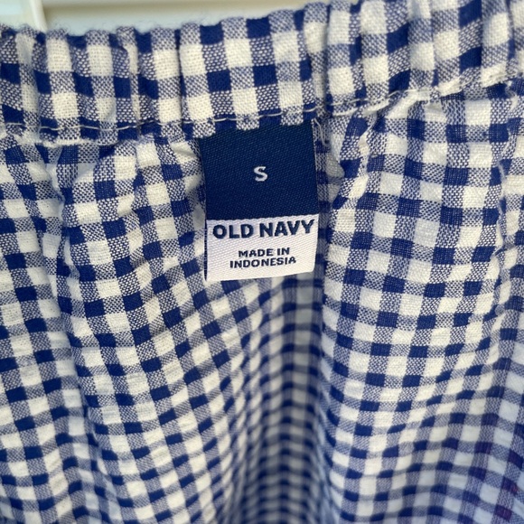 old navy ladies size s blue check peasant blouse nwot - Picture 3 of 4